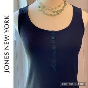 Button-up Ribbed Top, Black, Casual Corner size S